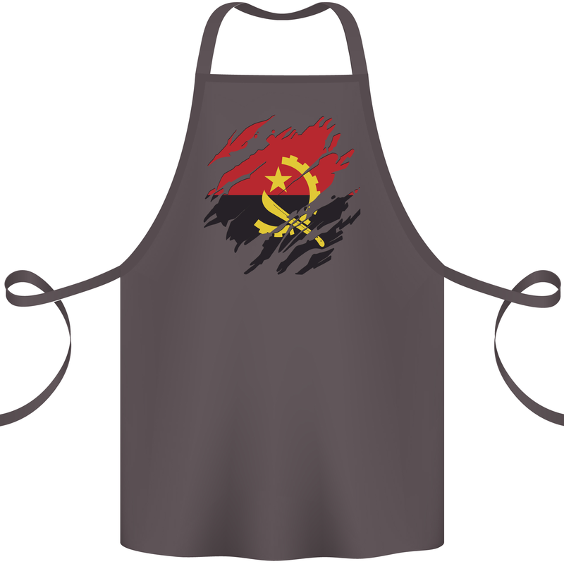 Torn Angola Flag Angolan Day Football Cotton Apron 100% Organic Dark Grey