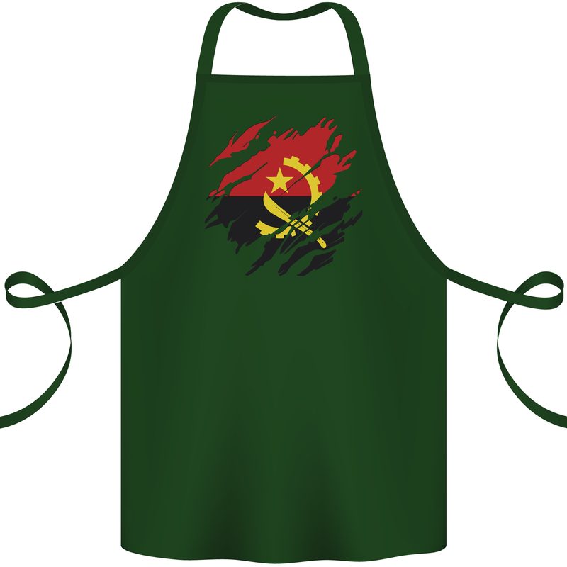 Torn Angola Flag Angolan Day Football Cotton Apron 100% Organic Forest Green