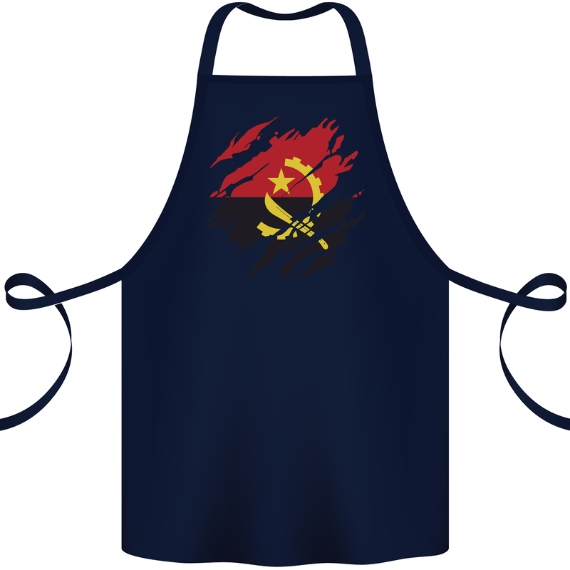 Torn Angola Flag Angolan Day Football Cotton Apron 100% Organic Navy Blue