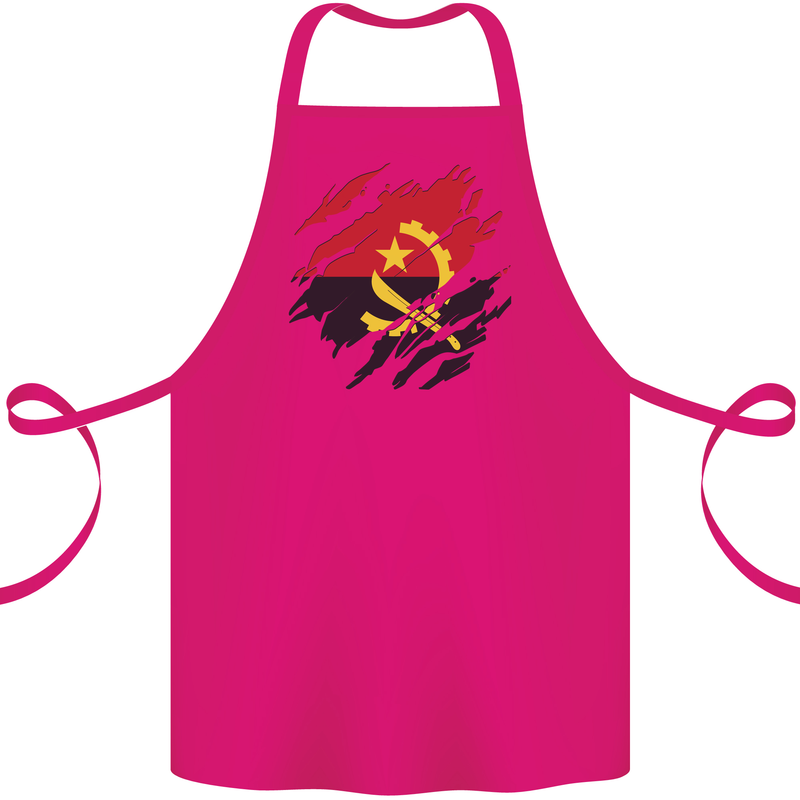 Torn Angola Flag Angolan Day Football Cotton Apron 100% Organic Pink