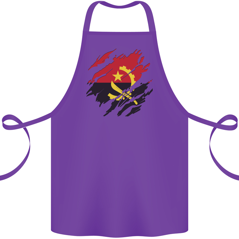 Torn Angola Flag Angolan Day Football Cotton Apron 100% Organic Purple