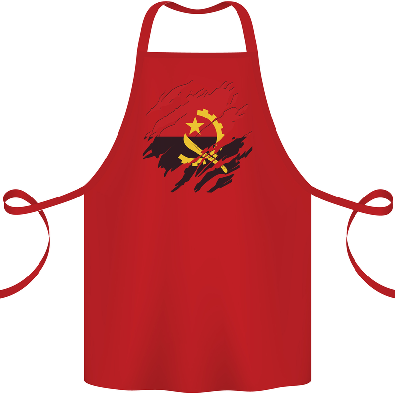 Torn Angola Flag Angolan Day Football Cotton Apron 100% Organic Red