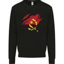 Torn Angola Flag Angolan Day Football Kids Sweatshirt Jumper Black