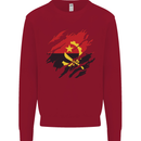 Torn Angola Flag Angolan Day Football Kids Sweatshirt Jumper Red