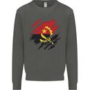 Torn Angola Flag Angolan Day Football Kids Sweatshirt Jumper Storm Grey