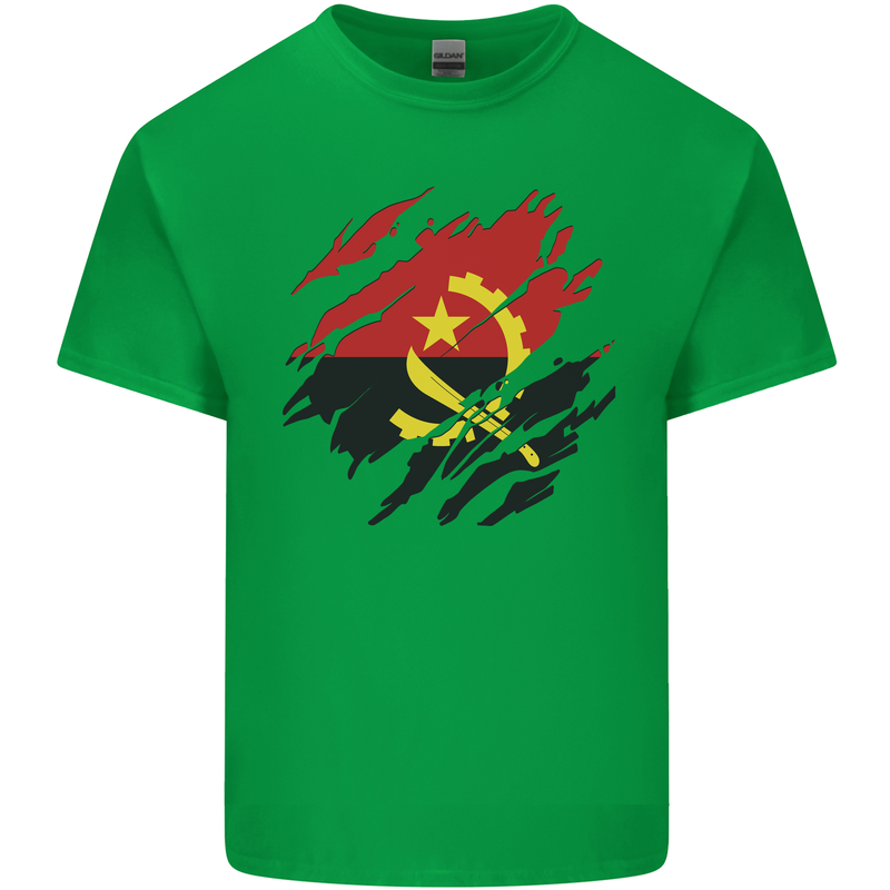 Torn Angola Flag Angolan Day Football Kids T-Shirt Childrens Irish Green