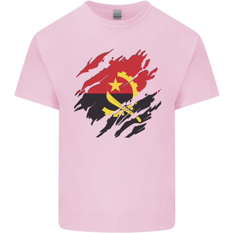 Torn Angola Flag Angolan Day Football Kids T-Shirt Childrens Light Pink