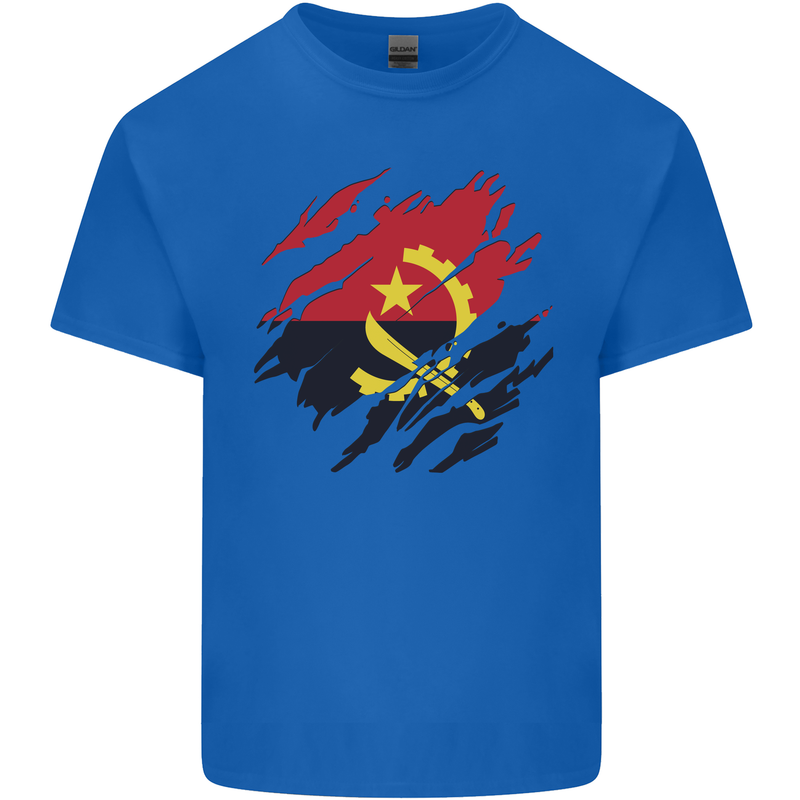 Torn Angola Flag Angolan Day Football Kids T-Shirt Childrens Royal Blue