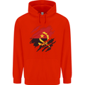 Torn Angola Flag Angolan Day Football Mens 80% Cotton Hoodie Bright Red