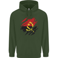 Torn Angola Flag Angolan Day Football Mens 80% Cotton Hoodie Forest Green