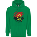 Torn Angola Flag Angolan Day Football Mens 80% Cotton Hoodie Irish Green