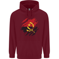 Torn Angola Flag Angolan Day Football Mens 80% Cotton Hoodie Maroon