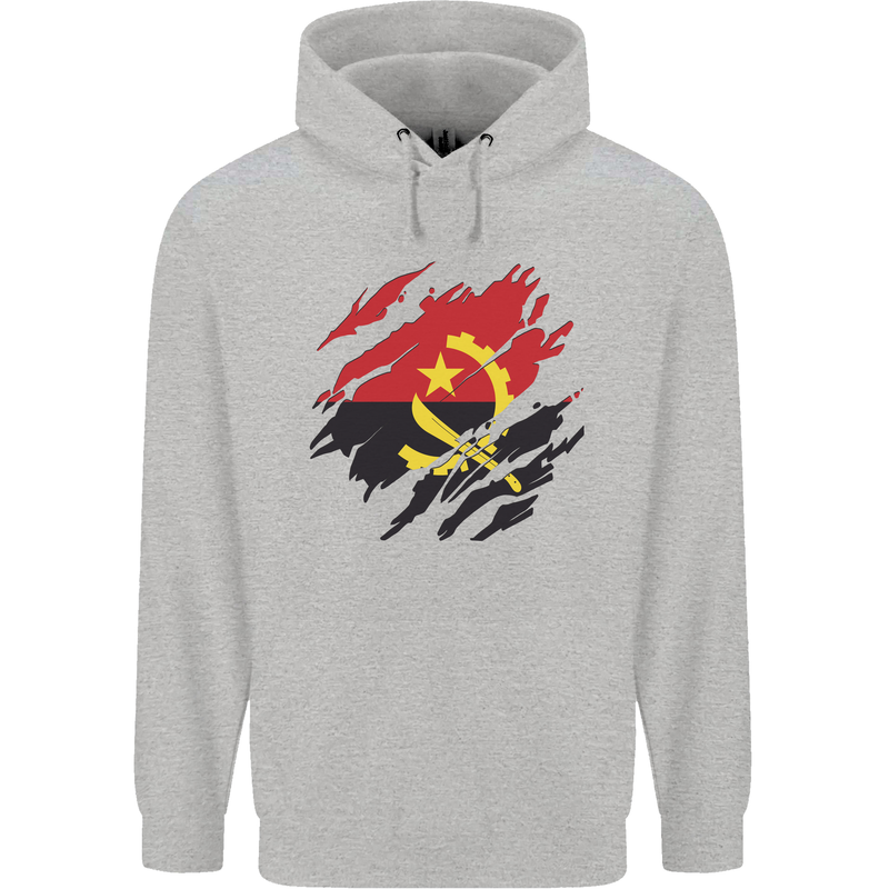 Torn Angola Flag Angolan Day Football Mens 80% Cotton Hoodie Sports Grey