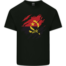 Torn Angola Flag Angolan Day Football Mens Cotton T-Shirt Tee Top Black