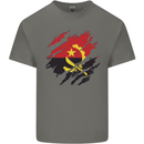 Torn Angola Flag Angolan Day Football Mens Cotton T-Shirt Tee Top Charcoal