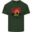 Torn Angola Flag Angolan Day Football Mens Cotton T-Shirt Tee Top Forest Green