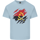 Torn Angola Flag Angolan Day Football Mens Cotton T-Shirt Tee Top Light Blue