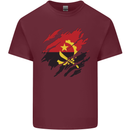 Torn Angola Flag Angolan Day Football Mens Cotton T-Shirt Tee Top Maroon