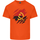 Torn Angola Flag Angolan Day Football Mens Cotton T-Shirt Tee Top Orange