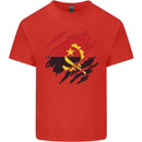 Torn Angola Flag Angolan Day Football Mens Cotton T-Shirt Tee Top Red