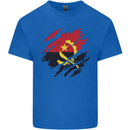 Torn Angola Flag Angolan Day Football Mens Cotton T-Shirt Tee Top Royal Blue