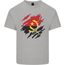 Torn Angola Flag Angolan Day Football Mens Cotton T-Shirt Tee Top Sports Grey