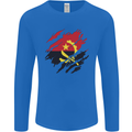 Torn Angola Flag Angolan Day Football Mens Long Sleeve T-Shirt Royal Blue