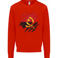 Torn Angola Flag Angolan Day Football Mens Sweatshirt Jumper Bright Red