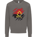 Torn Angola Flag Angolan Day Football Mens Sweatshirt Jumper Charcoal