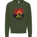 Torn Angola Flag Angolan Day Football Mens Sweatshirt Jumper Forest Green
