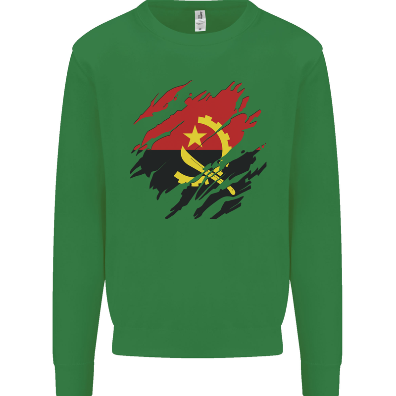 Torn Angola Flag Angolan Day Football Mens Sweatshirt Jumper Irish Green