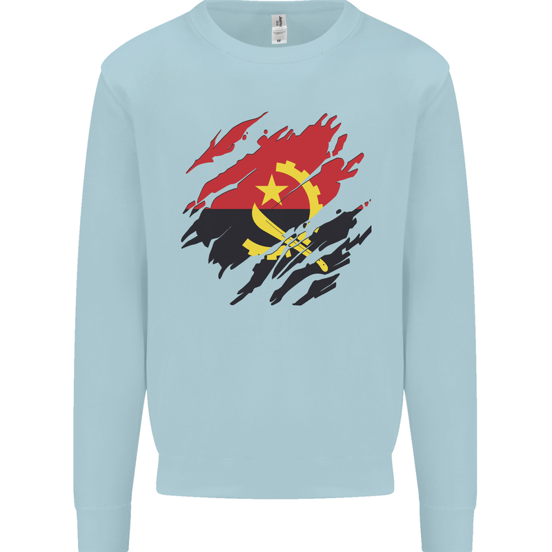 Torn Angola Flag Angolan Day Football Mens Sweatshirt Jumper Light Blue