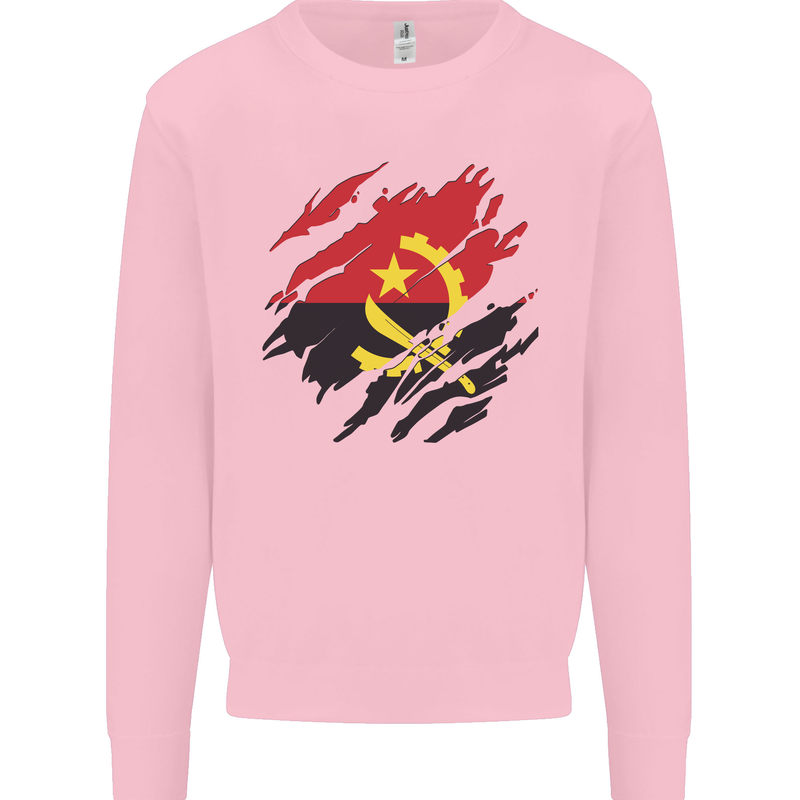 Torn Angola Flag Angolan Day Football Mens Sweatshirt Jumper Light Pink