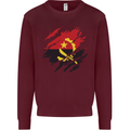 Torn Angola Flag Angolan Day Football Mens Sweatshirt Jumper Maroon