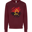 Torn Angola Flag Angolan Day Football Mens Sweatshirt Jumper Maroon