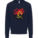 Torn Angola Flag Angolan Day Football Mens Sweatshirt Jumper Navy Blue
