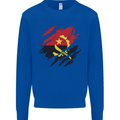Torn Angola Flag Angolan Day Football Mens Sweatshirt Jumper Royal Blue