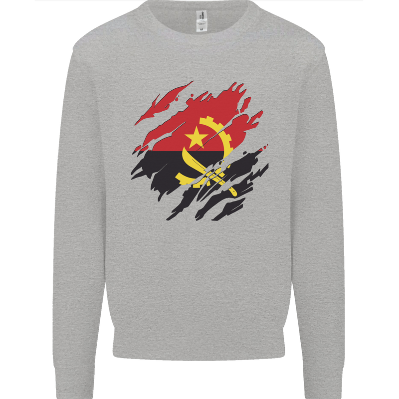Torn Angola Flag Angolan Day Football Mens Sweatshirt Jumper Sports Grey