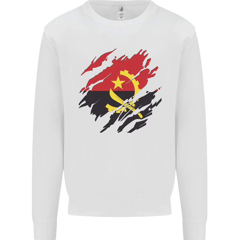 Torn Angola Flag Angolan Day Football Mens Sweatshirt Jumper White