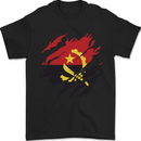 Torn Angola Flag Angolan Day Football Mens T-Shirt 100% Cotton Black