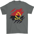 Torn Angola Flag Angolan Day Football Mens T-Shirt 100% Cotton Charcoal