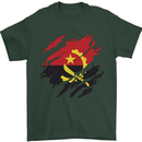 Torn Angola Flag Angolan Day Football Mens T-Shirt 100% Cotton Forest Green