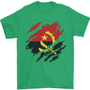Torn Angola Flag Angolan Day Football Mens T-Shirt 100% Cotton Irish Green