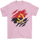 Torn Angola Flag Angolan Day Football Mens T-Shirt 100% Cotton Light Pink