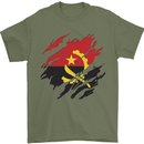 Torn Angola Flag Angolan Day Football Mens T-Shirt 100% Cotton Military Green