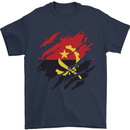 Torn Angola Flag Angolan Day Football Mens T-Shirt 100% Cotton Navy Blue