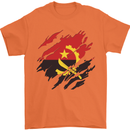 Torn Angola Flag Angolan Day Football Mens T-Shirt 100% Cotton Orange