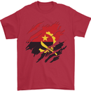 Torn Angola Flag Angolan Day Football Mens T-Shirt 100% Cotton Red
