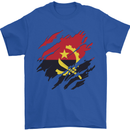 Torn Angola Flag Angolan Day Football Mens T-Shirt 100% Cotton Royal Blue