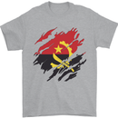 Torn Angola Flag Angolan Day Football Mens T-Shirt 100% Cotton Sports Grey